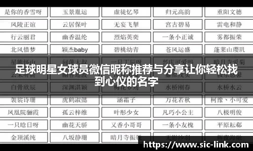 足球明星女球员微信昵称推荐与分享让你轻松找到心仪的名字